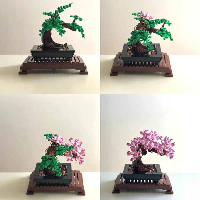 Bonsai Tree Flower Bouquet Building Block Bricks Model Home Decoration Plant