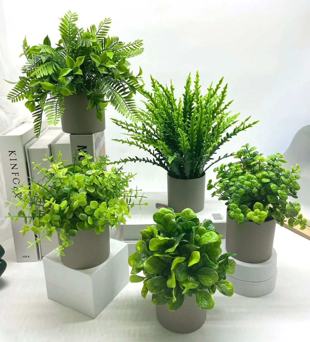 Green Artificial Plants Bonsai Small Simulated Plants Fake Flowers