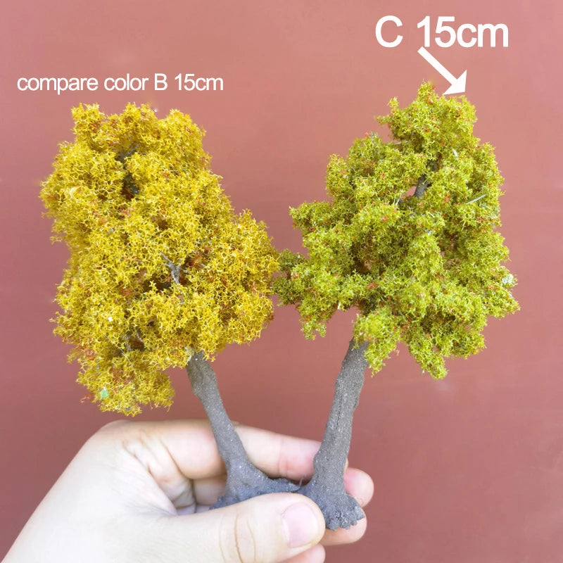10-28cm boutique miniature wire tree model green tree for platform decor plant