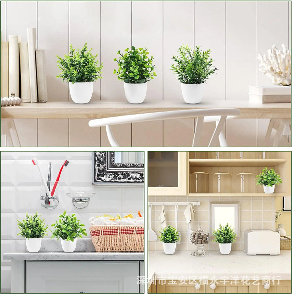1PCS Artificial Potted Plant Scene Desktop Home Office Shelf Decor