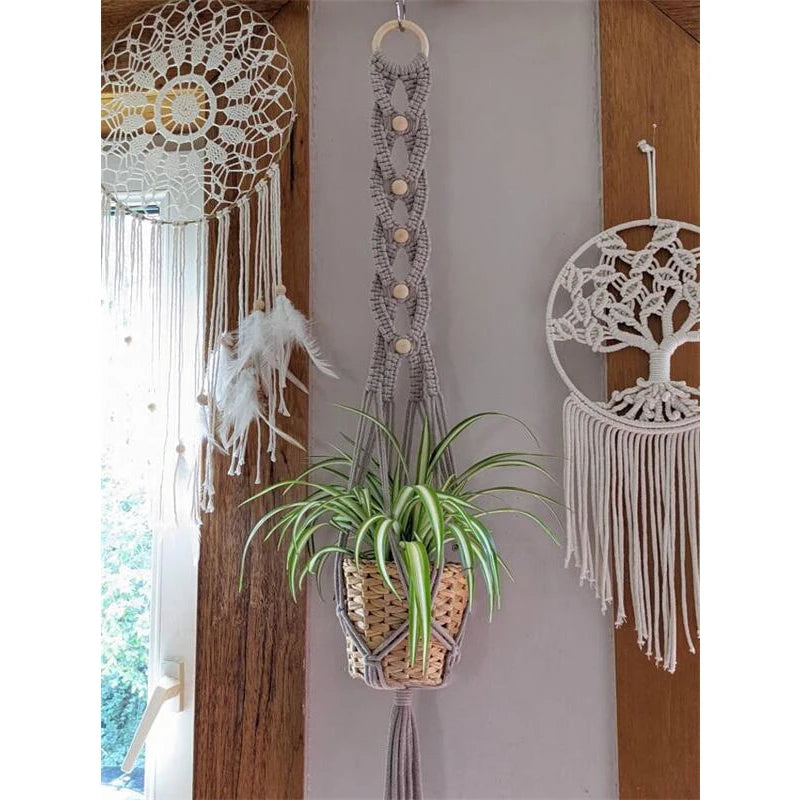 Macrame Wall Hanging Plant Holder Bohemian Style Planter Cotton Hand Weaving Flowerpot