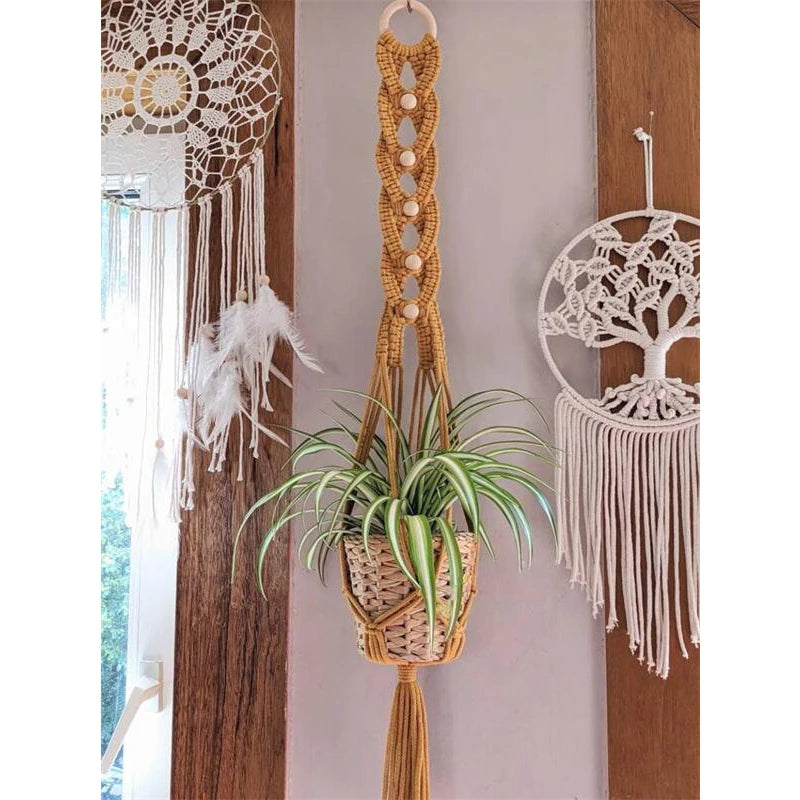 Macrame Wall Hanging Plant Holder Bohemian Style Planter Cotton Hand Weaving Flowerpot