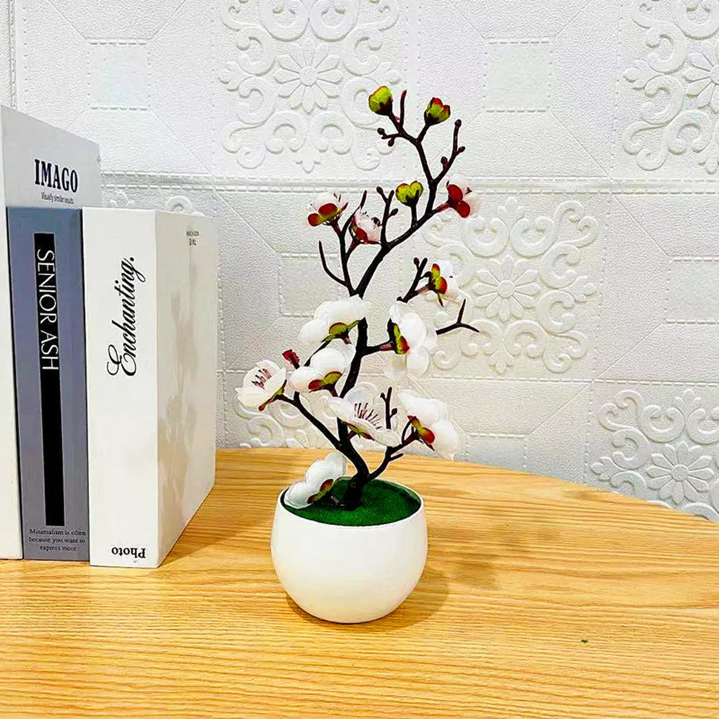 Bonsai Silk Flowers Plum Blossoms Artificial Plant Fake Flowers