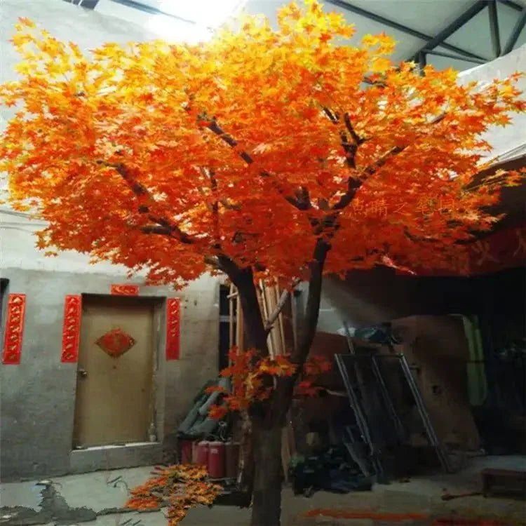 Cy Y Simulated red maple leaf tree, fake tree, simulated large plant, living room trunk decoration