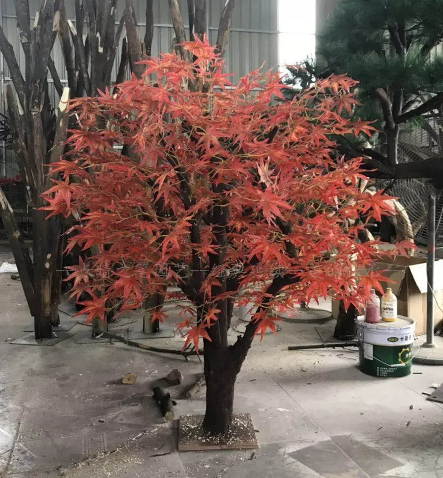 Cy Y Simulation Red Maple Plant Indoor Tree Living Room Hotel Square Store