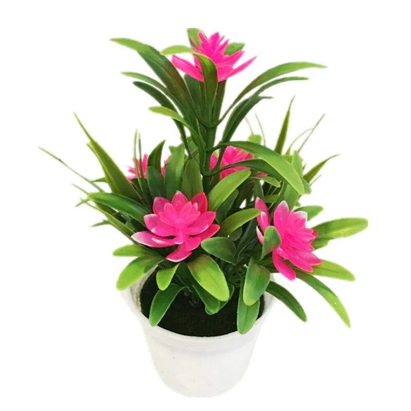 Bonsai Desktop Plant Fake Flower With VaseLotus Flower Potted Plant