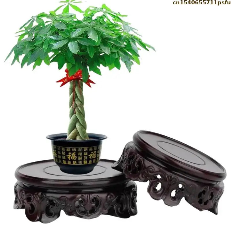 High Quality Ebony Standing Flower Base Bonsai Plant Shelf Vase Flower