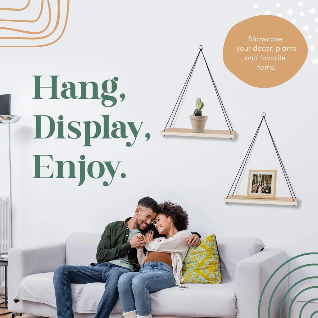 1PC Hanging Shelves for Wall- Hanging Plant Shelf - Rope Floating Shelf Wall Decor Bedroom