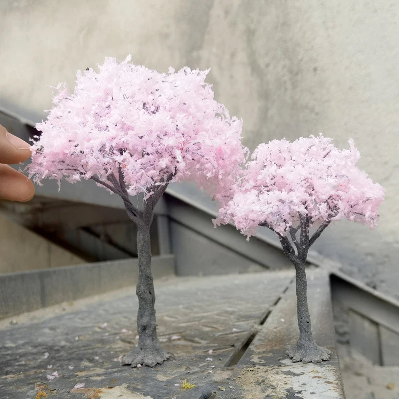 10-28cm boutique miniature wire tree model green tree for platform decor plant