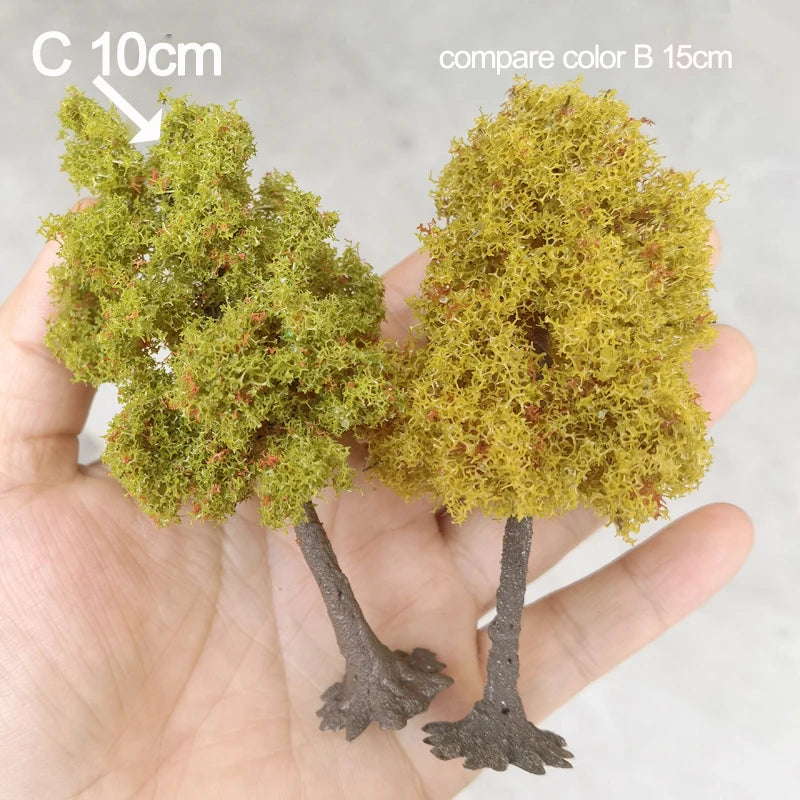 10-28cm boutique miniature wire tree model green tree for platform decor plant