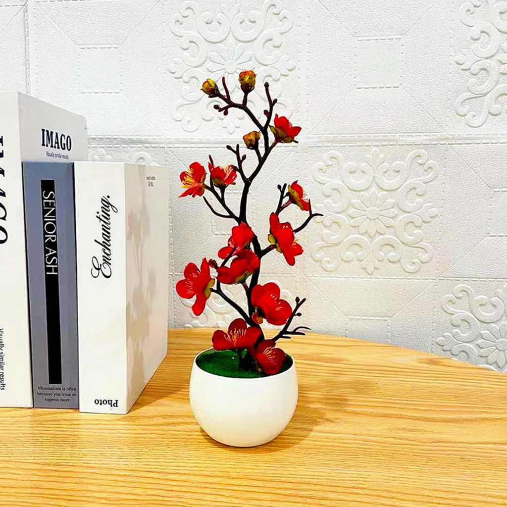 Bonsai Silk Flowers Plum Blossoms Artificial Plant Fake Flowers
