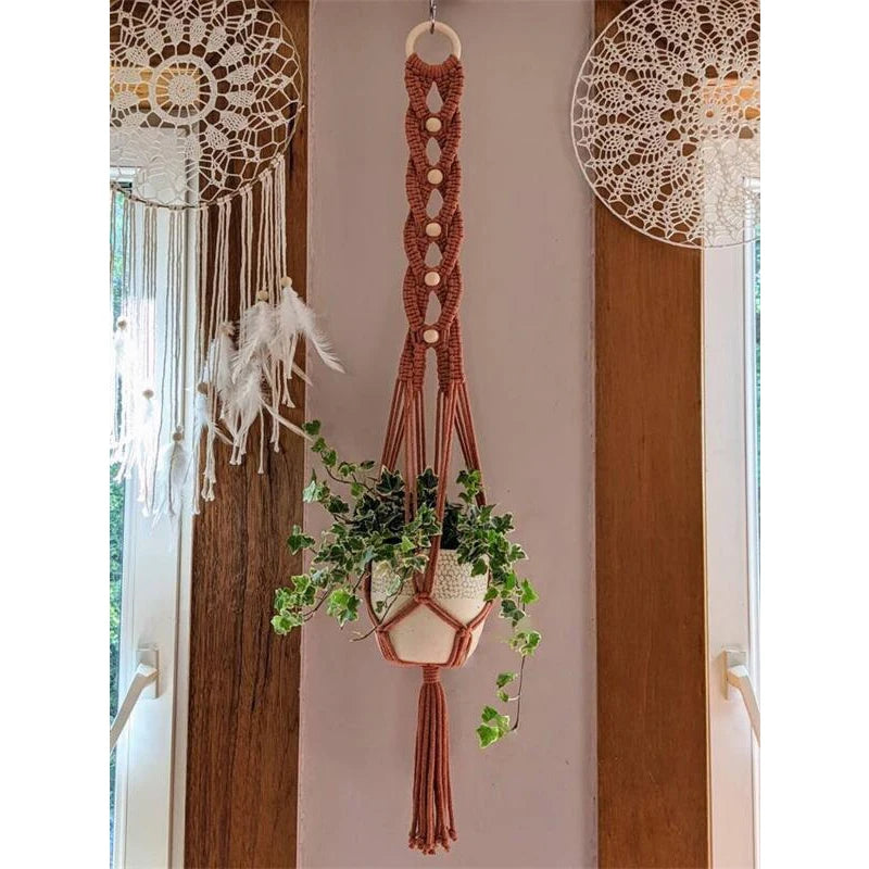 Macrame Wall Hanging Plant Holder Bohemian Style Planter Cotton Hand Weaving Flowerpot