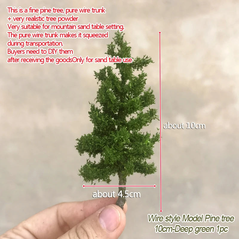 10-28cm boutique miniature wire tree model green tree for platform decor plant