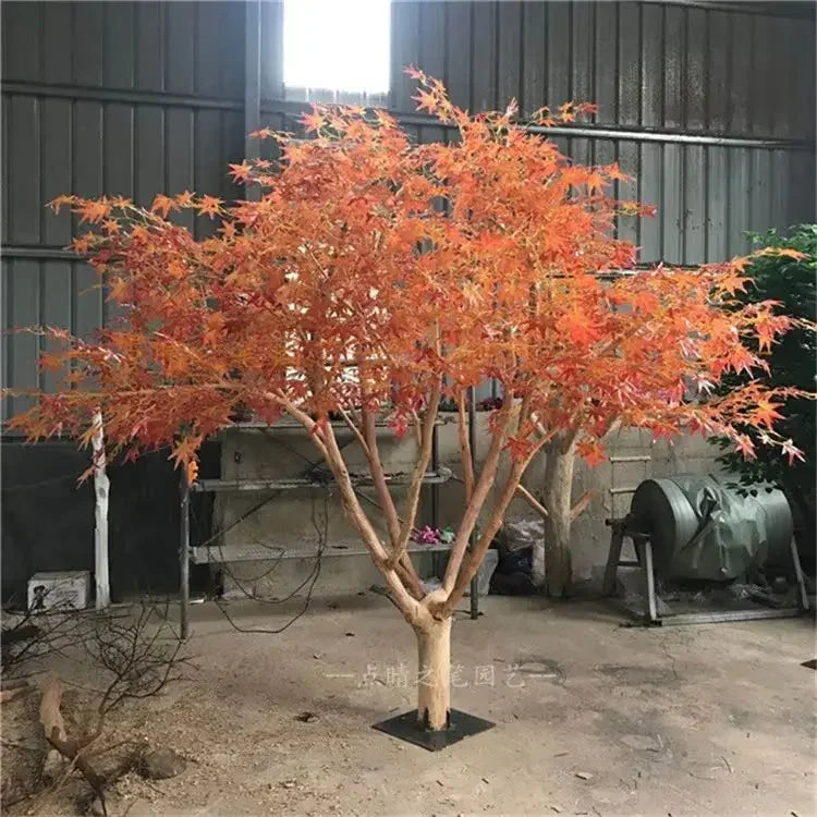 Cy Y Simulated red maple leaf tree, fake tree, simulated large plant, living room trunk decoration