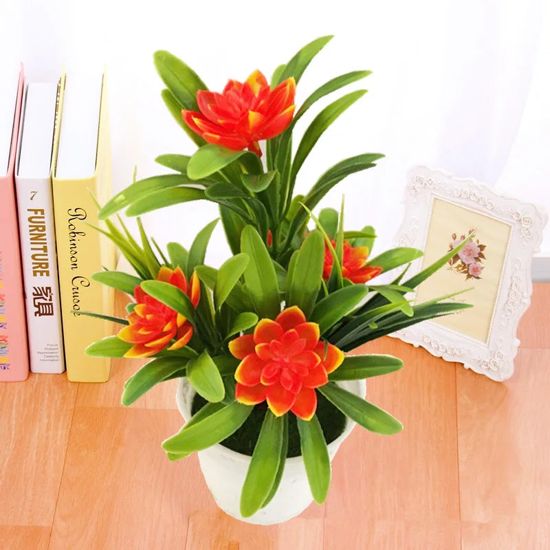 Bonsai Desktop Plant Fake Flower With VaseLotus Flower Potted Plant