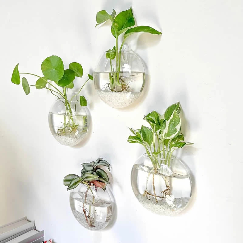 Wall Hanging Glass Plant Terrarium Container Propagation Station Wall-Mounted Flower Vase
