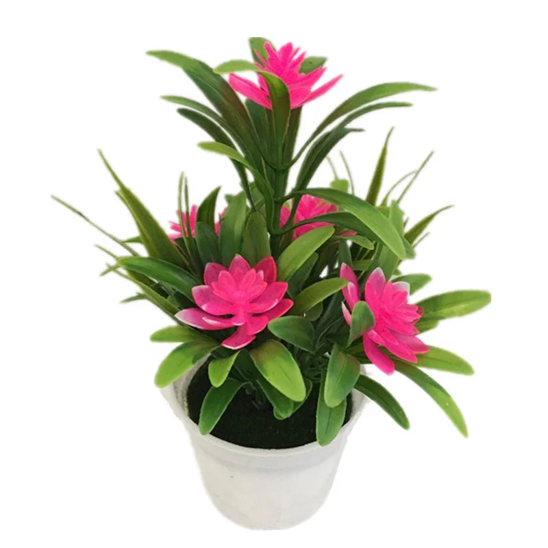 Bonsai Desktop Plant Fake Flower With VaseLotus Flower Potted Plant