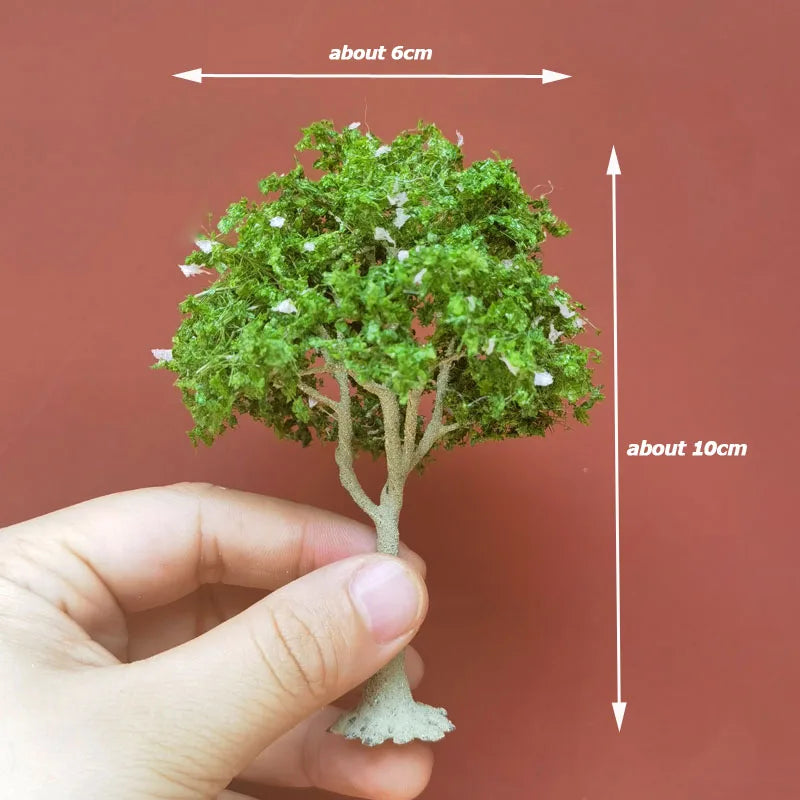 10-28cm boutique miniature wire tree model green tree for platform decor plant
