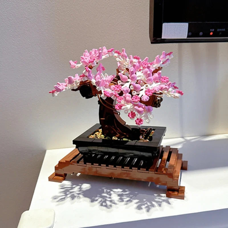 Bonsai Tree Flower Bouquet Building Block Bricks Model Home Decoration Plant