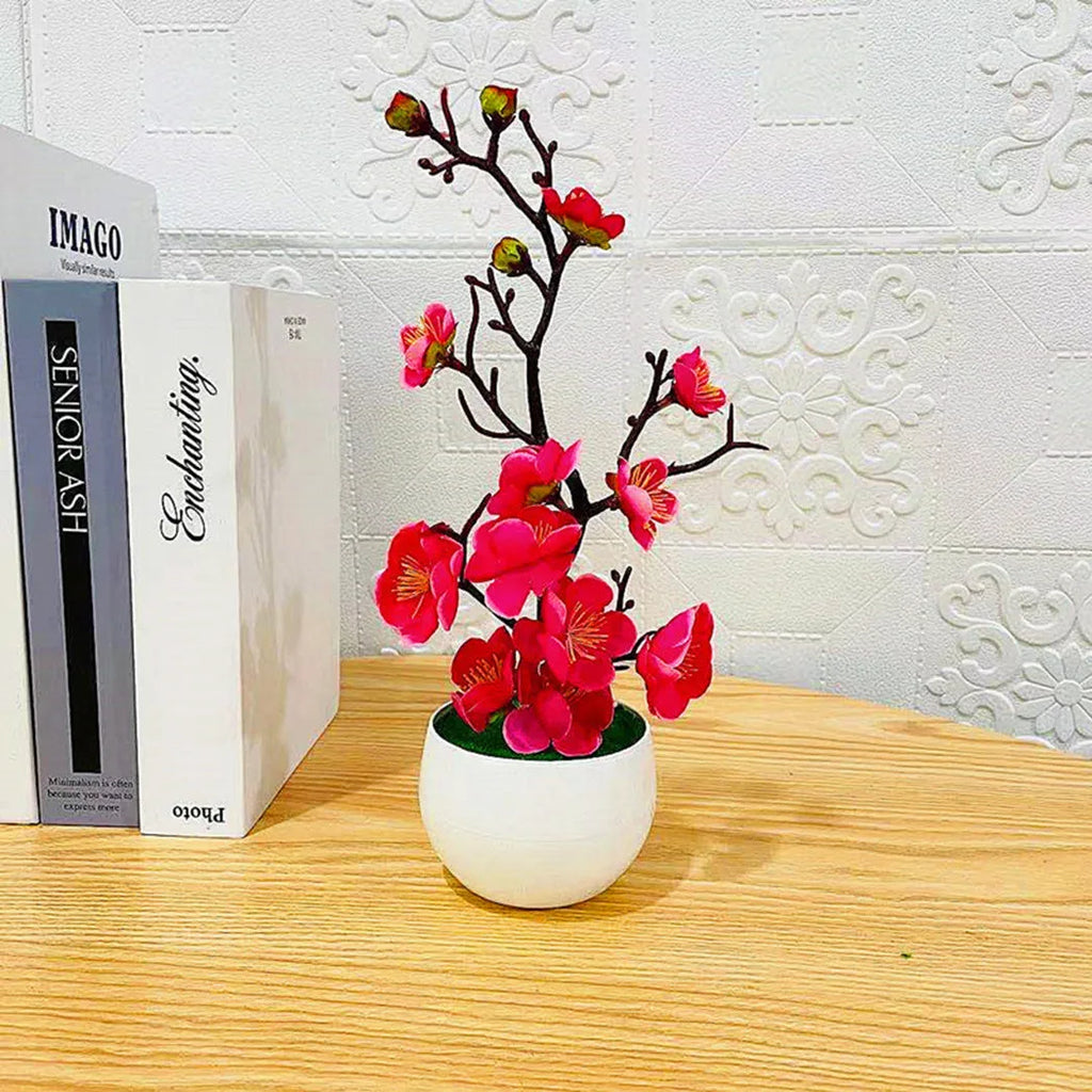 Bonsai Silk Flowers Plum Blossoms Artificial Plant Fake Flowers