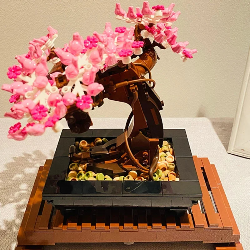 Bonsai Tree Flower Bouquet Building Block Bricks Model Home Decoration Plant