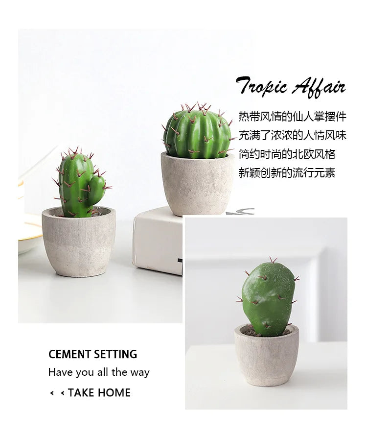 Cactus Pot Bonsai Plant Living Room Home Decoration Fake Flower Artificial Plants
