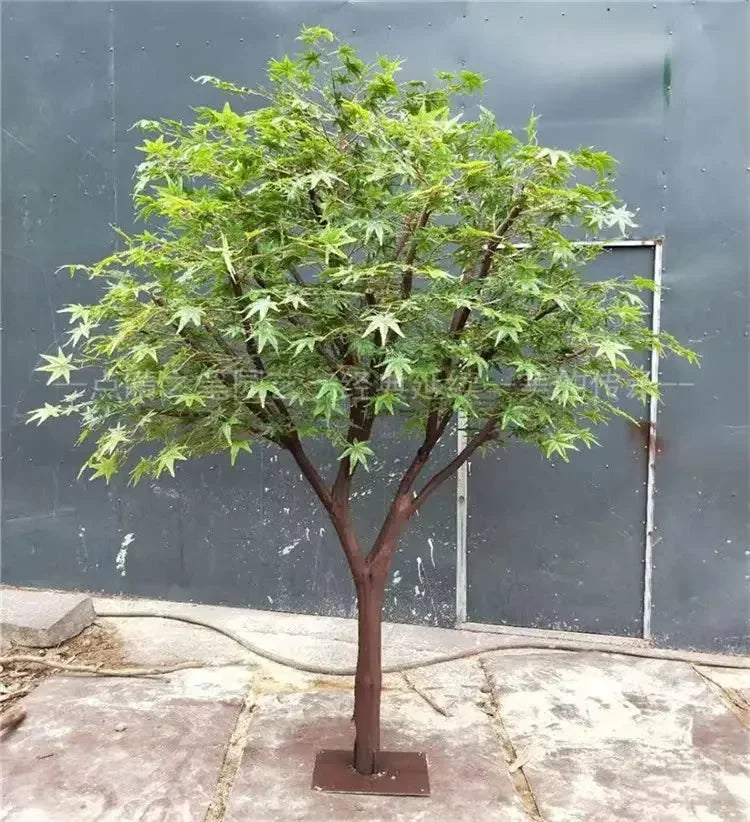 Cy Y Simulated red maple leaf tree, fake tree, simulated large plant, living room trunk decoration