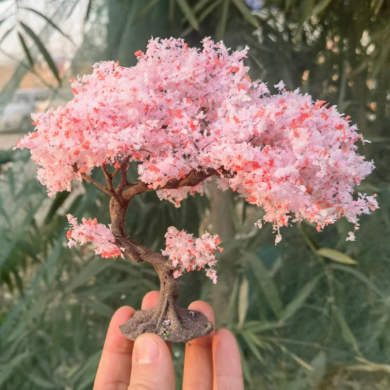10-28cm boutique miniature wire tree model green tree for platform decor plant