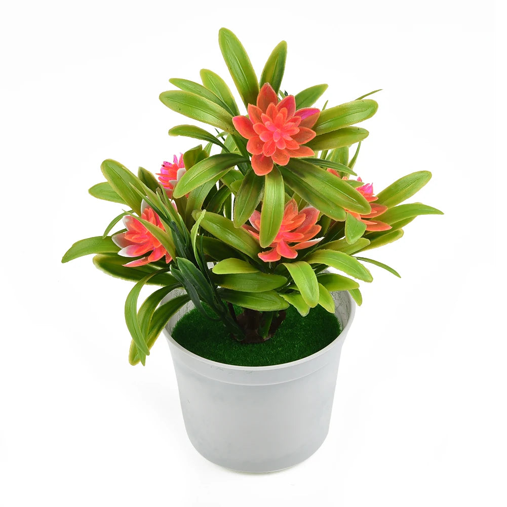 Bonsai Desktop Plant Fake Flower With VaseLotus Flower Potted Plant