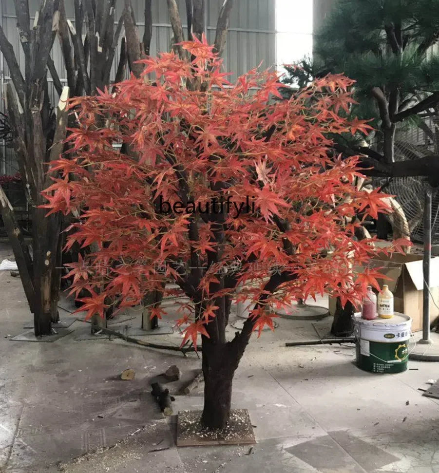 Cy Y Simulation Red Maple Plant Indoor Tree Living Room Hotel Square Store