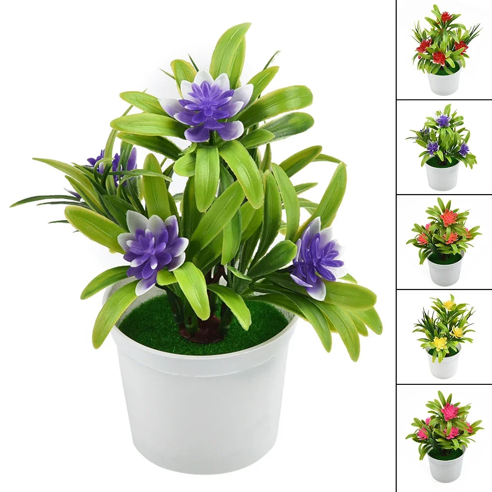 Bonsai Desktop Plant Fake Flower With VaseLotus Flower Potted Plant