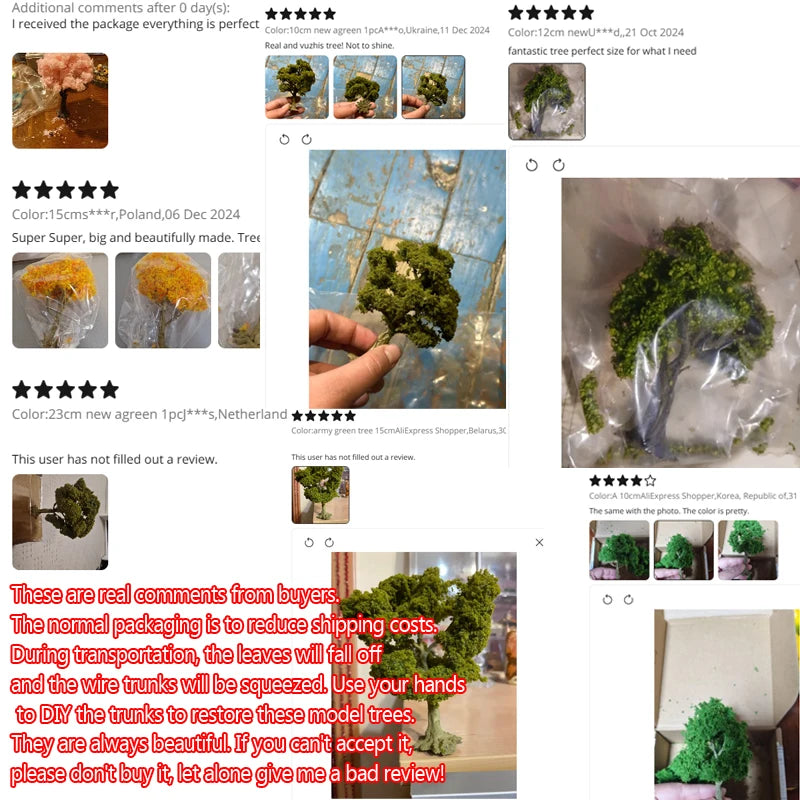 10-28cm boutique miniature wire tree model green tree for platform decor plant