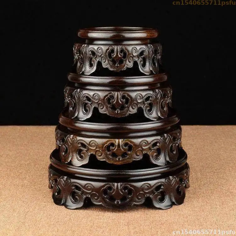 High Quality Ebony Standing Flower Base Bonsai Plant Shelf Vase Flower