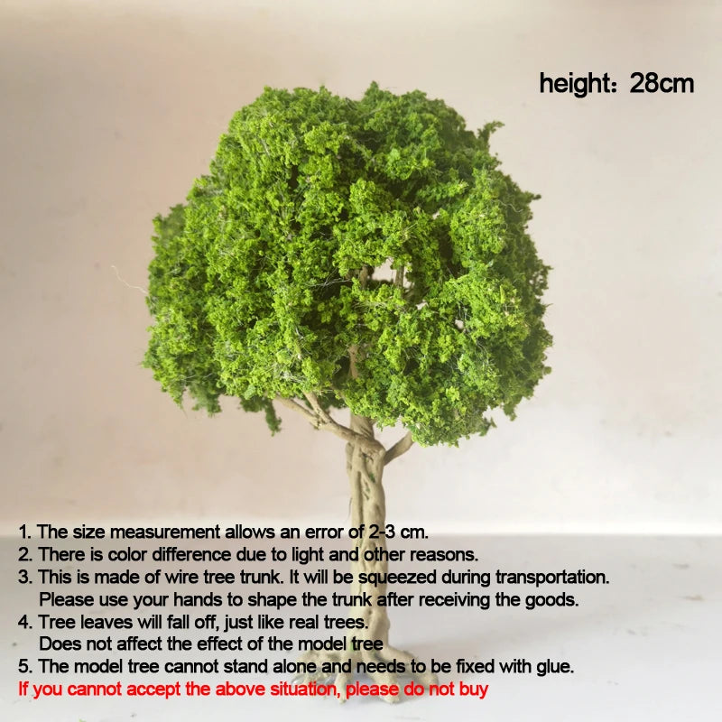 10-28cm boutique miniature wire tree model green tree for platform decor plant