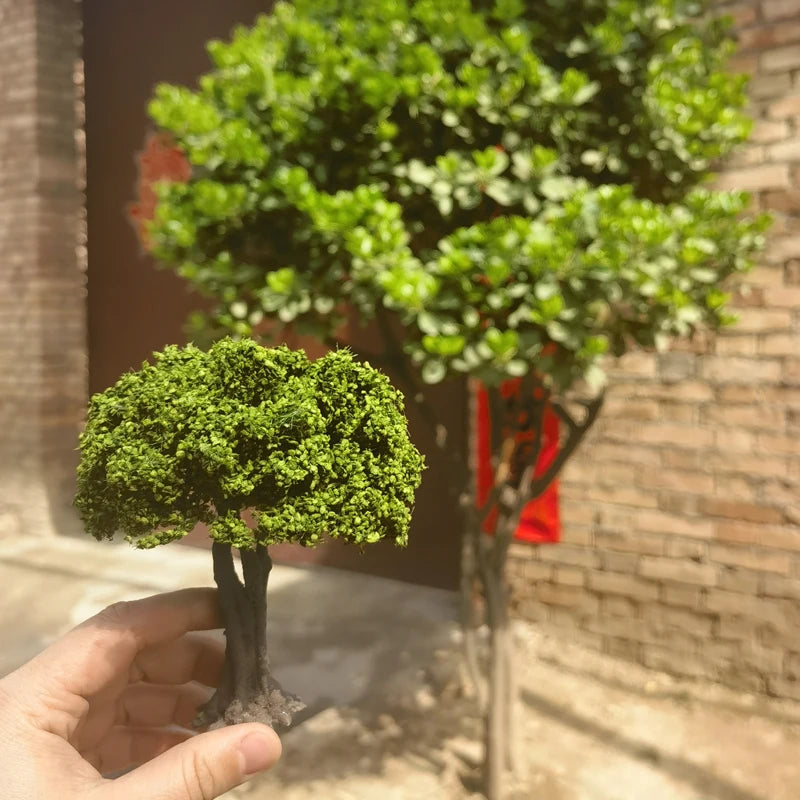 10-28cm boutique miniature wire tree model green tree for platform decor plant