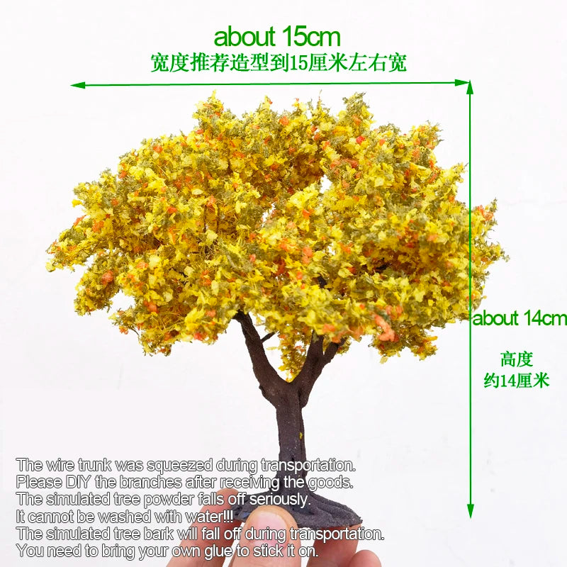 10-28cm boutique miniature wire tree model green tree for platform decor plant