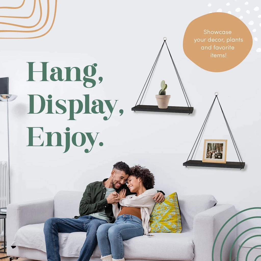 1PC Hanging Shelves for Wall- Hanging Plant Shelf - Rope Floating Shelf Wall Decor Bedroom