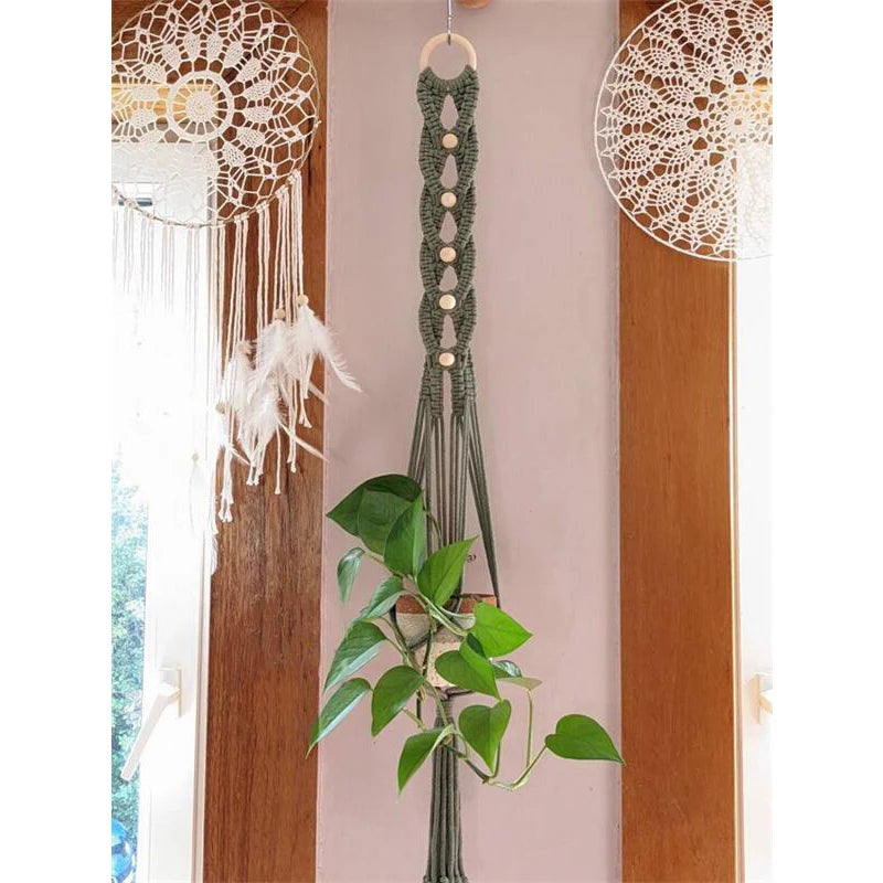 Macrame Wall Hanging Plant Holder Bohemian Style Planter Cotton Hand Weaving Flowerpot