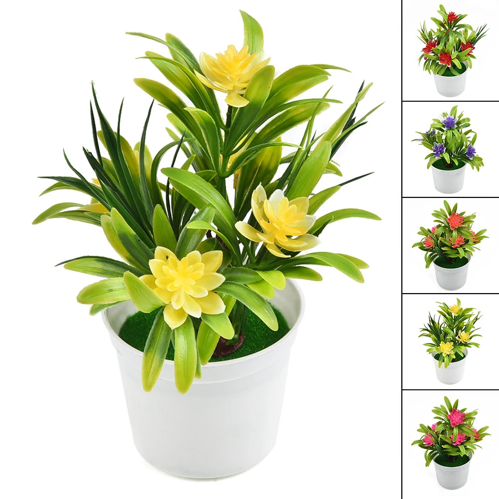 Bonsai Desktop Plant Fake Flower With VaseLotus Flower Potted Plant