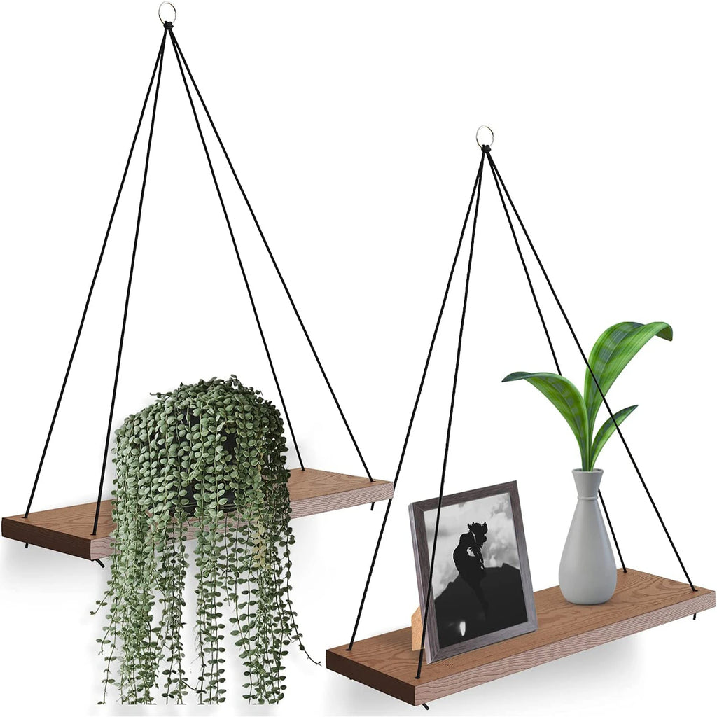 1PC Hanging Shelves for Wall- Hanging Plant Shelf - Rope Floating Shelf Wall Decor Bedroom