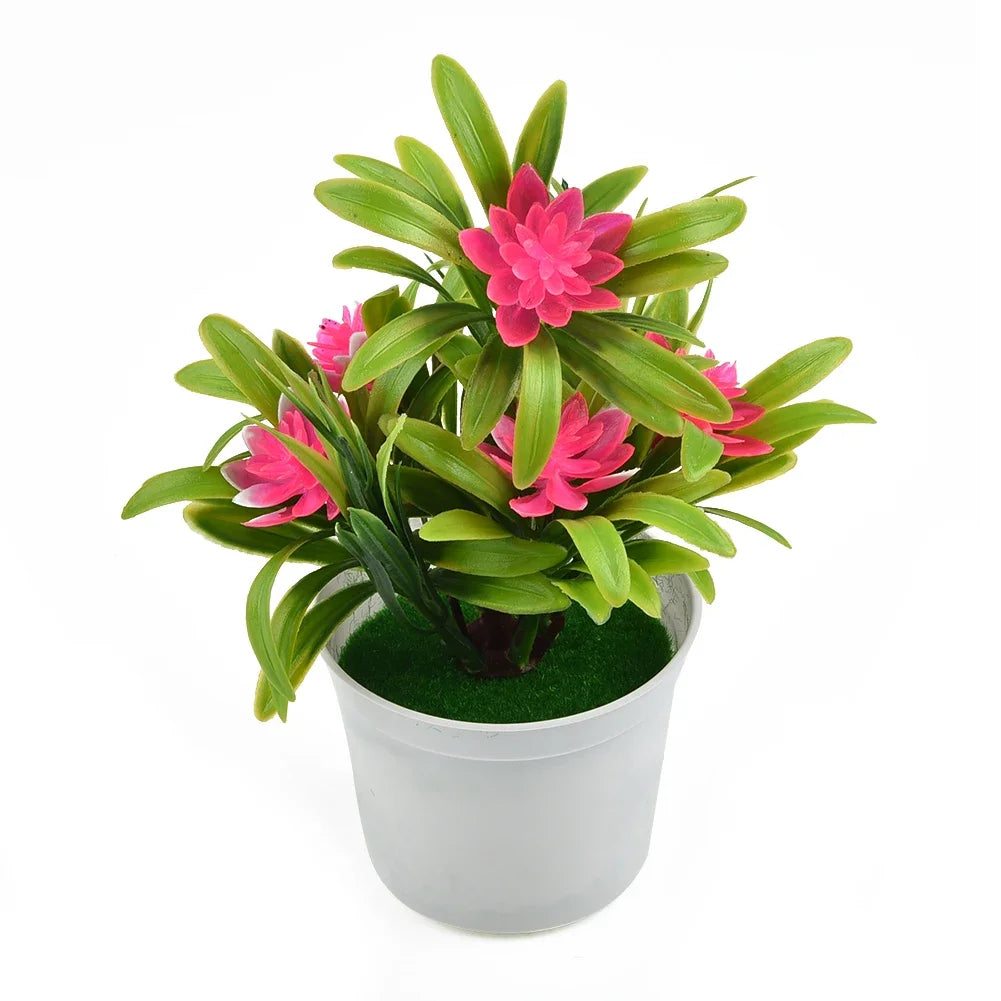 Bonsai Desktop Plant Fake Flower With VaseLotus Flower Potted Plant