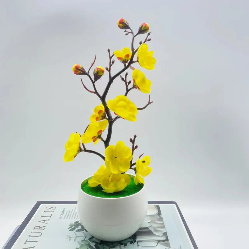 Bonsai Silk Flowers Plum Blossoms Artificial Plant Fake Flowers