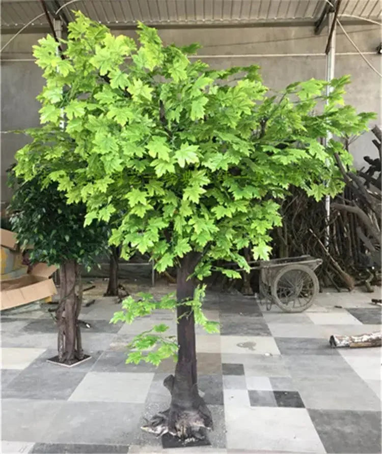 Cy Y Simulated red maple leaf tree, fake tree, simulated large plant, living room trunk decoration