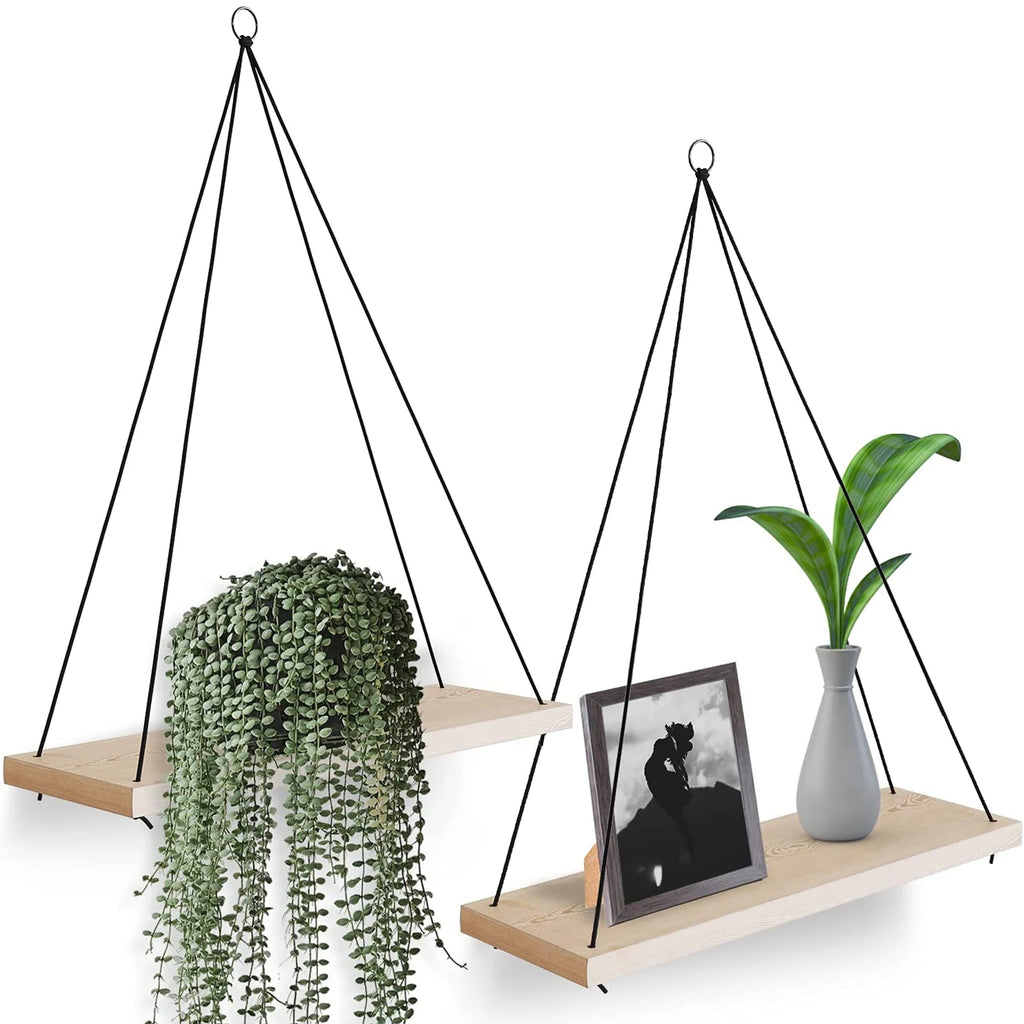 1PC Hanging Shelves for Wall- Hanging Plant Shelf - Rope Floating Shelf Wall Decor Bedroom