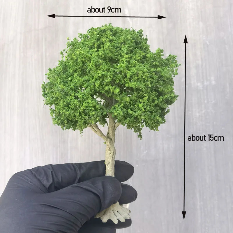 10-28cm boutique miniature wire tree model green tree for platform decor plant