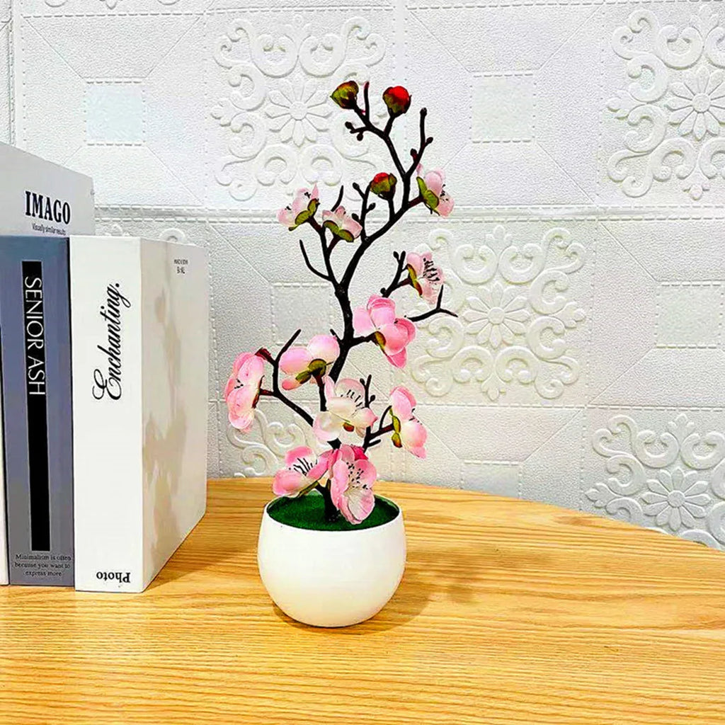 Bonsai Silk Flowers Plum Blossoms Artificial Plant Fake Flowers