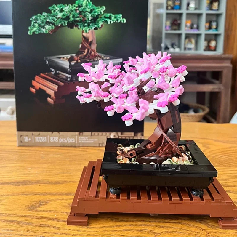 Bonsai Tree Flower Bouquet Building Block Bricks Model Home Decoration Plant