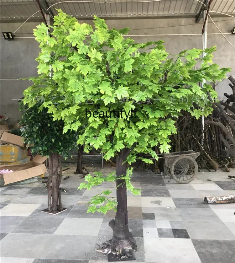 Cy Y Simulation Red Maple Plant Indoor Tree Living Room Hotel Square Store